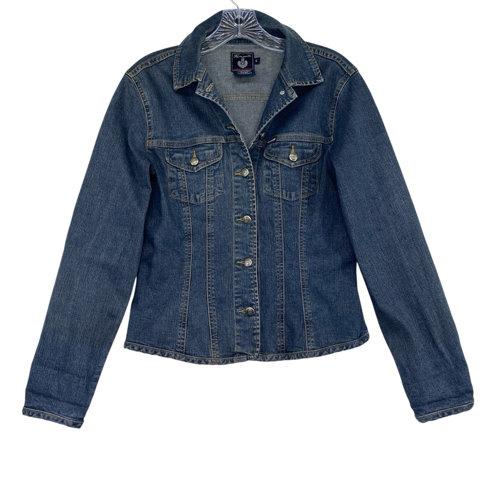 Vintage Y2K Faconnable Jean Jacket Women S Blue Denim Button Up Fitted Cowgirl